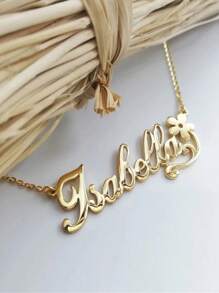 Customized Butterfly Ribbon Name Pendant Necklace Personalized Fashion Cute Romantic Jewelry Simple Letter Gold Color Chain Stainless Steel Jewelry DIY Accessories Engagement Wedding Gifts