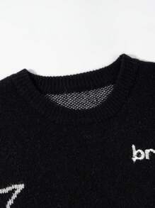 ANDREILEE Men's Casual Loose White Star Jacquard Pattern Sweater, Unisex Round Neck Versatile Pullover Long Sleeve Knit Top, Autumn/Winter