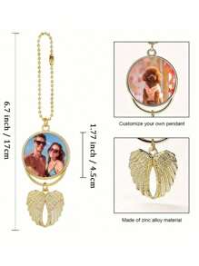 Un porte-clés personnalisé pour homme avec photo, décoration suspendue de voiture personnalisée, pendentif d'image d'aile d'ange pour rétroviseur personnalisé, utilisé pour les fenêtres principales de la voiture, décoration de Noël personnalisée, cadeau fête des pères personnalisé, cadeau d'anniversaire, cadeau de la Saint-Valentin. Mettez des photos de vos enfants, de vos proches, de vos parents et même de vos animaux de compagnie à l'intérieur, et laissez les précieux souvenirs vous accompagner pour toujours.