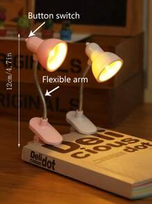 1 pieza Mini luz de libro LED de plástico con batería, luz de lectura con pinza y pilas, brazo ajustable con protección ocular para lectura nocturna, mini lámpara de libro, luz para leer