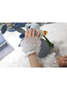 1 对花卉分层袖口、蕾丝弹性胸饰袖口、蕾丝腕袖、假袖、黑白蕾丝胸饰袖口、服装配饰情人节