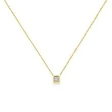 10K Yellow Gold Plated .925 Sterling Silver 1/10 Cttw Miracle Set Round Diamond Square Box Shape 18" Pendant Necklace (K-L Color, I2-I3 Clarity)