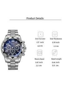 1pc/Set Men's Fashion Business Popular Triple Eye Mixed Scale Large Dial Quartz Watch, Suitable For Anniversary, Birthday, Valentine's Day, Christmas Gift