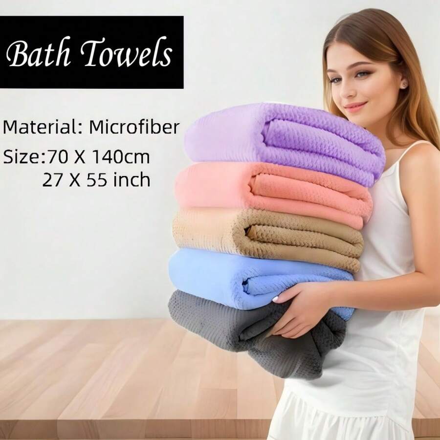 Soft Coral Fleece Bath Towel, Large 27.5x55.1in Bath Towel For Ren And Adults, Absorbent Bath Towel For Beach, Home, And Bathroom ,Halloween Thanksgiving Day Christmas Gift Bathroom Decor Summer Back To SchoolFor Beauty Salon Home Bathroom
