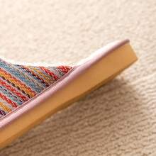 Women's Bohemian Style Fabric Striped House Slippers, Japanese Anti-Slip Warm Indoor Slippers, Autumn/Winter