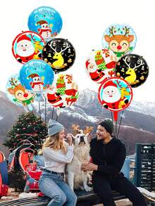 10 piezas de globos de aluminio de 18 pulgadas para Navidad, adecuados para decoraciones de fiesta de Navidad