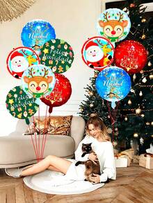 10 piezas de globos de aluminio de 18 pulgadas para Navidad, adecuados para decoraciones de fiesta de Navidad
