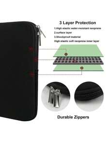 Applicable To Laptop Bag 11,13,14,15,15.6 Inch Laptop Case Soft Computer Bag Office Travel Bag Laptop/Computer/Shoulder Bag Ins/Y12k Style Portable Women/Men/Girl/Boy/Female/Male Cute Waterproof Shockproof/Waterproof Bag Lightweight Portable Simplicity With Computer Compartment Large Capacity School Office Ladies Work Commute Multi-Function - Black - View 2