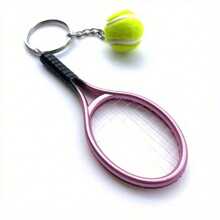 Miniature Simulation Tennis Racket Keychain - The Perfect Gift For Tennis Fans, Women And Couples Halloween Car Accessories Bag Charm School Cute Goth Y2k - Multicolor - View 11