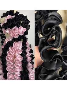 1 码（9 厘米）高端缎面蕾丝纹理设计师网眼面料，适用于服装缝纫 DIY、女士 - 彩色 - 查看 2