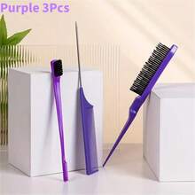 6件套发刷套装、美发喷雾瓶、发辫环、鼠尾梳、梳理发刷、边缘控制发刷 - 彩色 - 查看 4