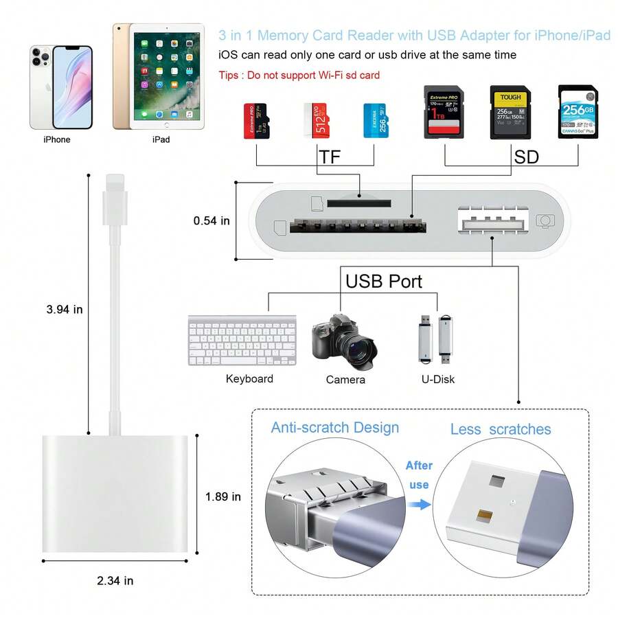 SD Card Reader Compatible With Iphone, Memory Card Reader With USB