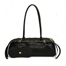 Túi xách Baguette phong cách Mỹ cổ điển có dây đeo có thể tháo rời, Túi đeo dưới cánh tay kiểu xe máy có thiết kế khóa thắt lưng, Túi Boston Y2K, Túi xách tay và túi đeo chéo cao cấp dành cho nữ - Nhiều màu - Xem 12