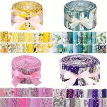 40 条 6.5*50 厘米/2.6*19.7 英寸多色卷条，漂亮花卉图案布条，适用于拼布、绗缝、缝纫、手工、DIY 娃娃衣服、玩具 - 彩色 - 查看 12