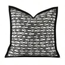 1pc Luxury Thick Throw Pillow Cover Decorative Black White Tassel Cushion Cover For Sofa Livingroom Bedroom Plaid Pillowcase Home Cushion Case