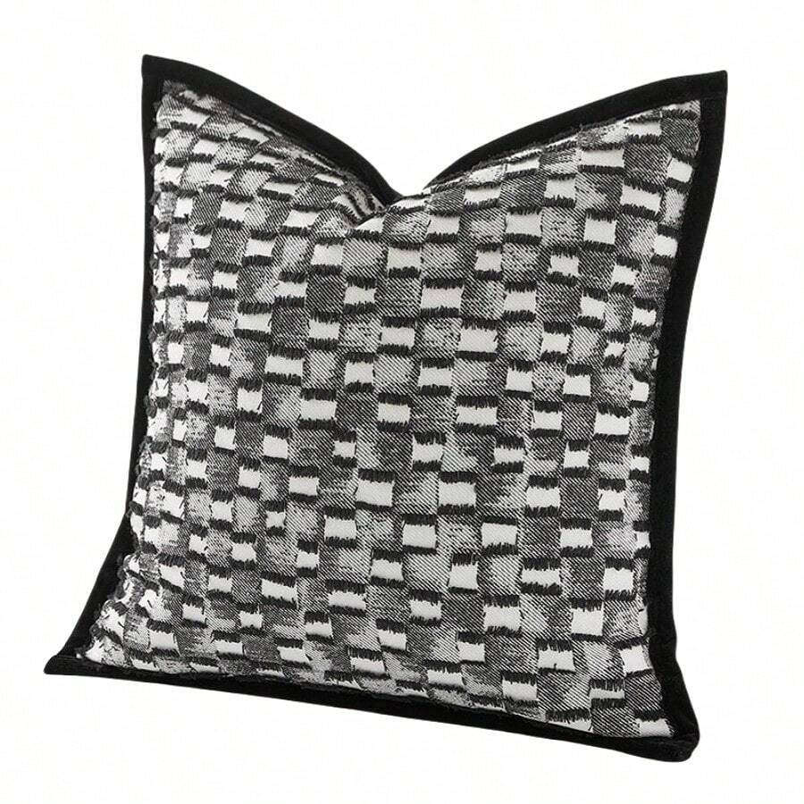 1pc Luxury Thick Throw Pillow Cover Decorative Black White Tassel Cushion Cover For Sofa Livingroom Bedroom Plaid Pillowcase Home Cushion Case