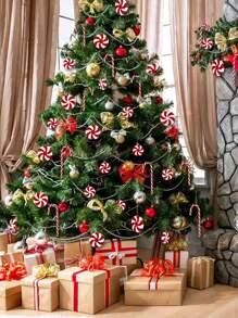 20 件圣诞红白拐杖糖风车饰品套装，圣诞节