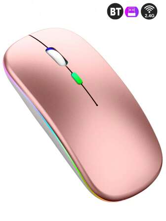 USB 可充电蓝牙双模式发光无线鼠标，静音且符合人体工程学，适用于 PC/笔记本电脑办公和游戏