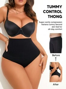 Un par de tangas con control de abdomen para mujer - Negro - Ver 3