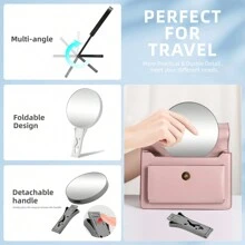 1 pieza Espejo de maquillaje de viaje de 5.5 pulgadas de doble cara con mango desmontable, espejo de aumento cosmético de multiampliación - diseño versátil de mano, colgante, sobremesa