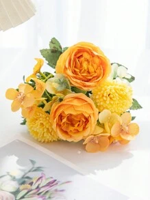 1 Stück/3 Stücke künstlicher 7-Kopf Pfingstrosenstrauß aus Seide Hortensie, Brautstraußmaterial, Heim, Esszimmer, Vase Dekoration, Hochzeitsdekoration, Hintergrundwand Dekoration, Blumen Hochzeitsauto mit DIY Kranz Material, Türsturz, Blumen Material, Valentinstag Geschenk, Herbst Dekoration