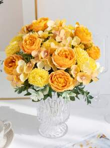 1 Stück/3 Stücke künstlicher 7-Kopf Pfingstrosenstrauß aus Seide Hortensie, Brautstraußmaterial, Heim, Esszimmer, Vase Dekoration, Hochzeitsdekoration, Hintergrundwand Dekoration, Blumen Hochzeitsauto mit DIY Kranz Material, Türsturz, Blumen Material, Valentinstag Geschenk, Herbst Dekoration