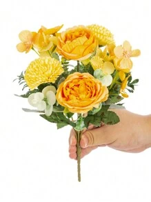 1 Stück/3 Stücke künstlicher 7-Kopf Pfingstrosenstrauß aus Seide Hortensie, Brautstraußmaterial, Heim, Esszimmer, Vase Dekoration, Hochzeitsdekoration, Hintergrundwand Dekoration, Blumen Hochzeitsauto mit DIY Kranz Material, Türsturz, Blumen Material, Valentinstag Geschenk, Herbst Dekoration