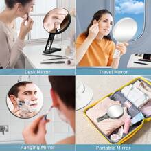 1 pieza Espejo de maquillaje de viaje de 5.5 pulgadas de doble cara con mango desmontable, espejo de aumento cosmético de multiampliación - diseño versátil de mano, colgante, sobremesa