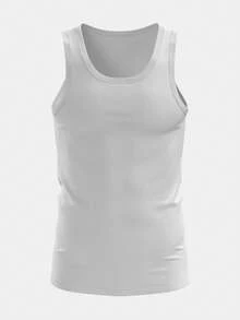 Kit Of 4 Men's Casual Tank Tops Cold Mesh PV Plain Black/White - Nhiều màu - Xem 3