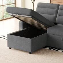 Dark Grey 83.5 Convertible Polyester Combination Sofa Bed, Rollaway Bed, Recliner With Storage And Cup Holder, Suitable For Living Room, Bedroom, Office - 深灰色+布料+泡棉+3人座 - 查看 6