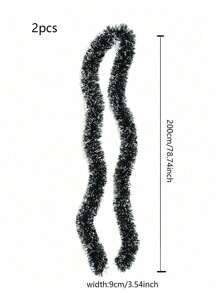 2 قطعة من شريط التنورة الفضي الأصطناعي الخاص بعيد الميلاد، إكليل معدني معلّق، ديكور عتبة المدفأة والسلالم والموسم، مستلزمات ديكور الأعياد