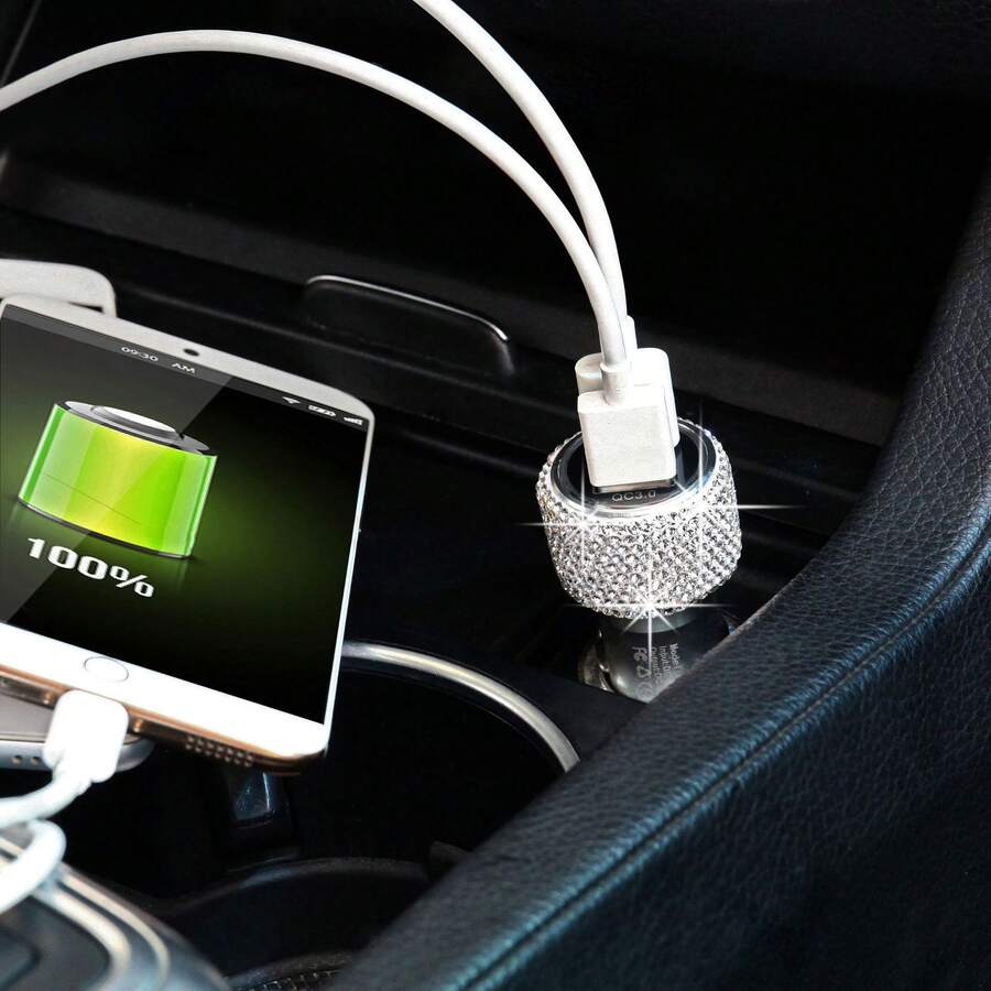 Cargador de coche universal con decoración de strass, carga automática a través del puerto USB - Unitalla - Ver 1