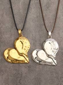 Multi-Layered Asymmetrical Heart-Inspired Distressed Style Pendant Necklace With Large Heart-Shaped Element, Gothic Hip-Hop Style Jewelry For Men And Women, Perfect For Daily Wear As Well As Festival Gifts Valentines,Mom,Mother,Mother's Day,Gift - Wax Rope Style - View 8