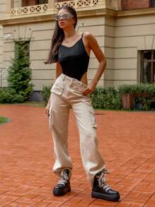 Giày thể thao đế dày phẳng, giày bốt cổ ngắn nữ màu đen mũi tròn đế dày thêu họa tiết, giày thể thao phong cách Gothic Punk Rock họa tiết ngọn lửa. - màu đen - Xem 7