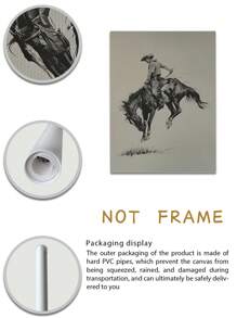 1/2 件大尺寸西部牛仔艺术版画、圣诞装饰素描帆布墙饰、无框时尚主题复古画、中世纪家居装饰、古董风格插图、无框海报