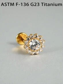 1 件 F136 钛内螺纹 16G 螺丝平背耳钉大太阳花三角形方形 Cz 软骨耳环身体首饰情人节、妈妈、母亲、母亲节、礼物 - 鈦金 - 查看 13