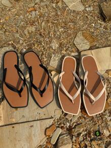 Women's Square Toe Flip Flops Lightweight Soft Fashion - 米色 - 查看 5