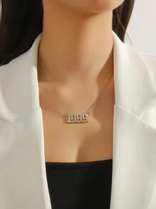 1 Chiếc Vòng Cổ Mặt Dây Chuyền Kỹ Thuật Số Đính Đá Thời Trang Năm Sinh Của Phụ Nữ - Vàng - Xem 3