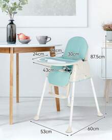 High 3 In 1 Feeding Dining Table Seat Chair Adjustable High Chair With Tray Cup Holder  50*60*87.5cm - Blue - View 3