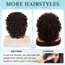 DZfirst Halloween And Christmas Chocolate Brown16 Inch Curly Wigs Short Curly Wig With Bangs Heat Resistant Synthetic Fiber Hair Cosplay Wigs