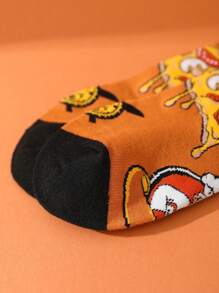 CREATOR SOCKS 1双装男女通用彩色披萨图案中筒袜，创意趣味礼品袜，舒适透气材质，适合情人节、家庭聚会、休闲、节日、生日礼物等各种场合，四季皆宜 - 卡其色 - 查看 4