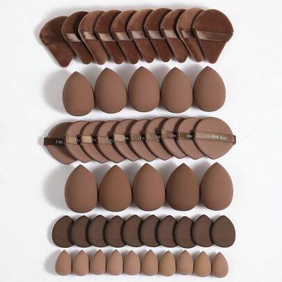 5/10/20/30/40/50/60/80/100个装美妆蛋套装，包含：10个液体粉底蛋 + 10个迷你液体粉底蛋 + 10个三角散粉扑（用于散粉和定妆） + 10个气垫粉扑（用于面部彩妆） + 10个迷你气垫粉扑（用于遮瑕），适用于化妆、家居装饰、梳妆台、旅行、卧室、化妆配件、粉扑、美妆蛋，价格实惠，圣诞礼物，化妆品，化妆工具，物美价廉，礼品，女士礼物，圣诞礼物