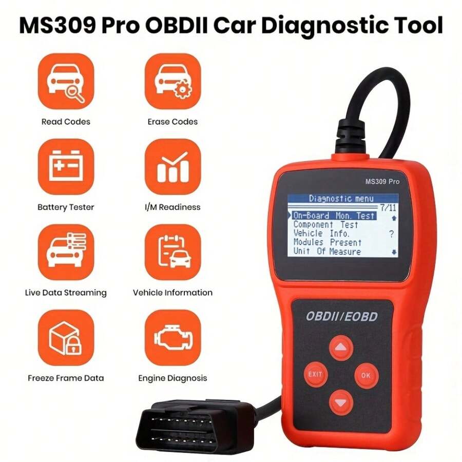 Auto OBD Scanner, Live Data & Battery Tester, OBDII Car Fault Detector