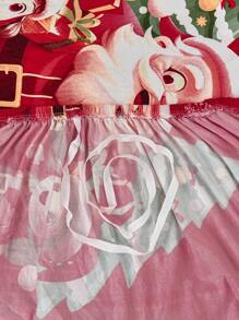 1pc Santa Claus Printed Elastic Spandex Milk Silk Sofa Cover + 1pc 42*42cm Pillow Cover, Christmas - Red - View 7