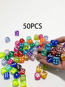 12/50pcs 14mm Transparent Storage Box Dice - Multi-Color Mixed, Suitable For Math Games And Gamers, Christmas Game Props, Party Gathering Game Tools, Dice