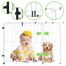 LideraMix, Adjustable Expandable Protection Gate For Children And Pets, 78cm Height, 70 To 115cm Length, Small And Medium Dogs, Steel With Epoxy Paint, Black - 白色 - 查看 1