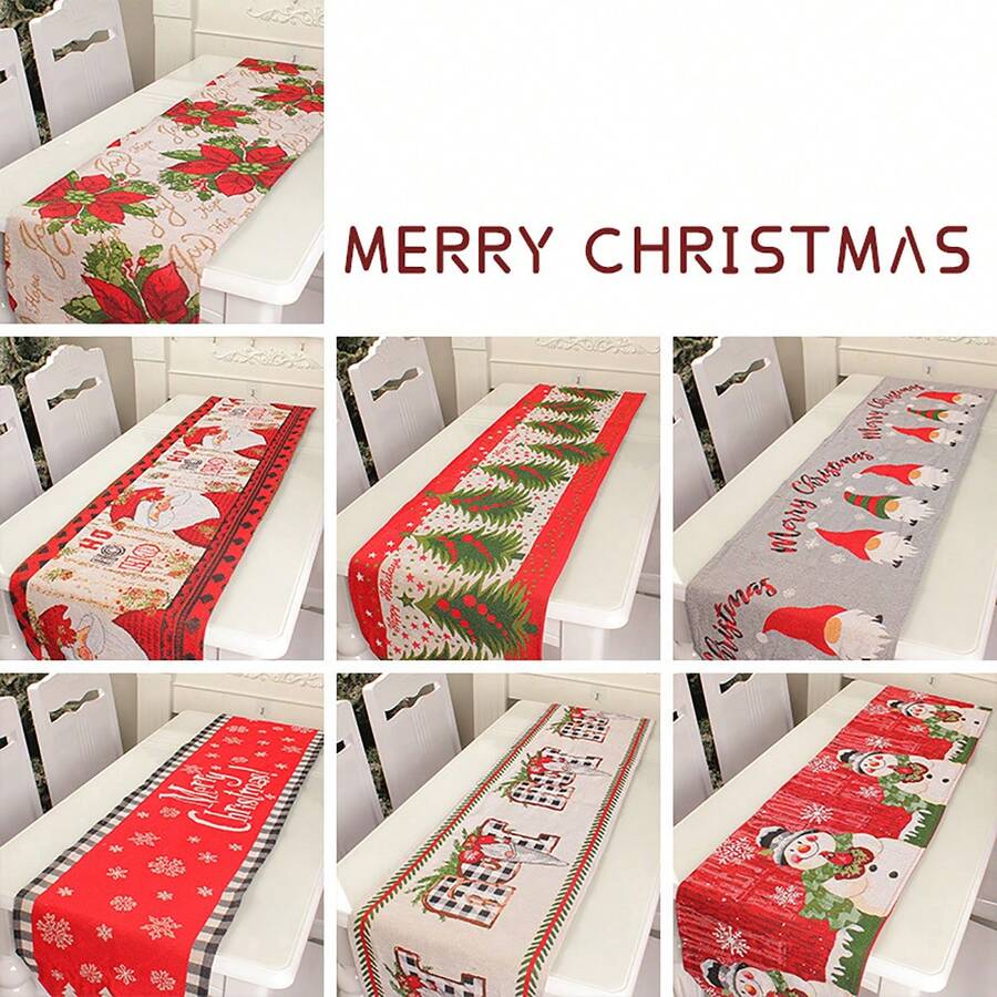 1pc Creative Christmas Table Runner Printed Tablecover Restaurant Dining Tabletop Decor, Wholesale - Multicolor - View 1