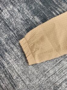 青少年男童卡其色华夫格纹长袖休闲百搭外套，2024春秋新款