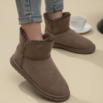 Stivali da neve con suola spessa e soffice per donna, stivali alla caviglia invernali antiscivolo, termoisolanti e caldi, comodi per l'uso all'aperto