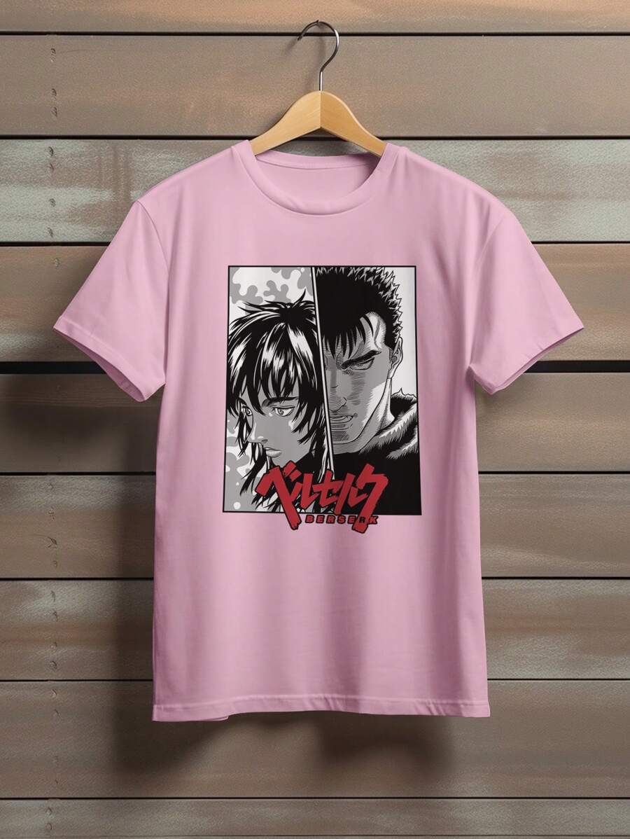 T-Shirt Cotton Shirt Anime Casca Guts Ref 1352 - 淺粉色 - 查看 1